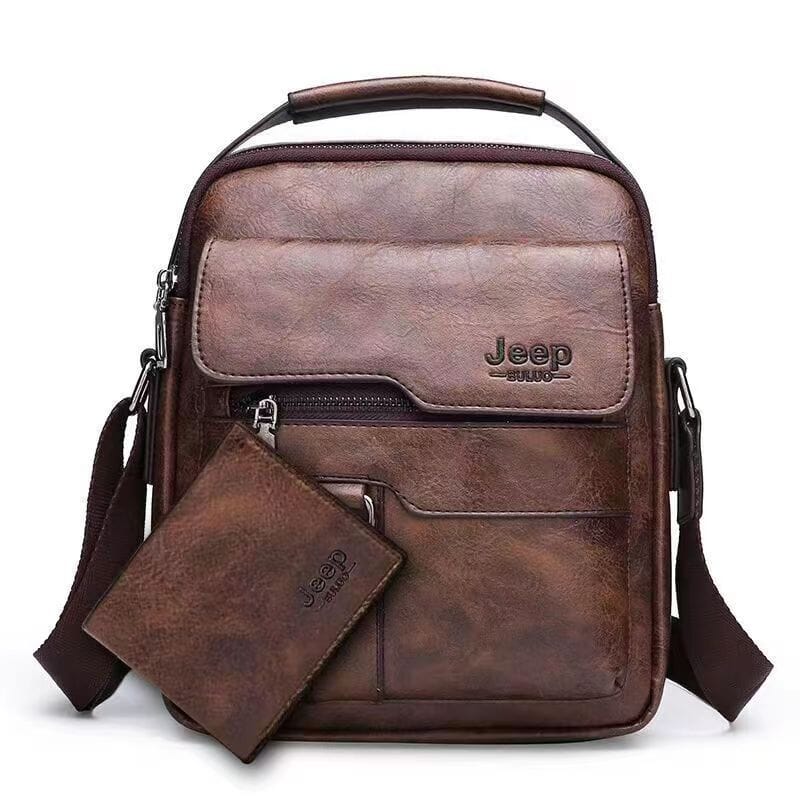 Bolsa Masculina de Couro + Carteira de Couro